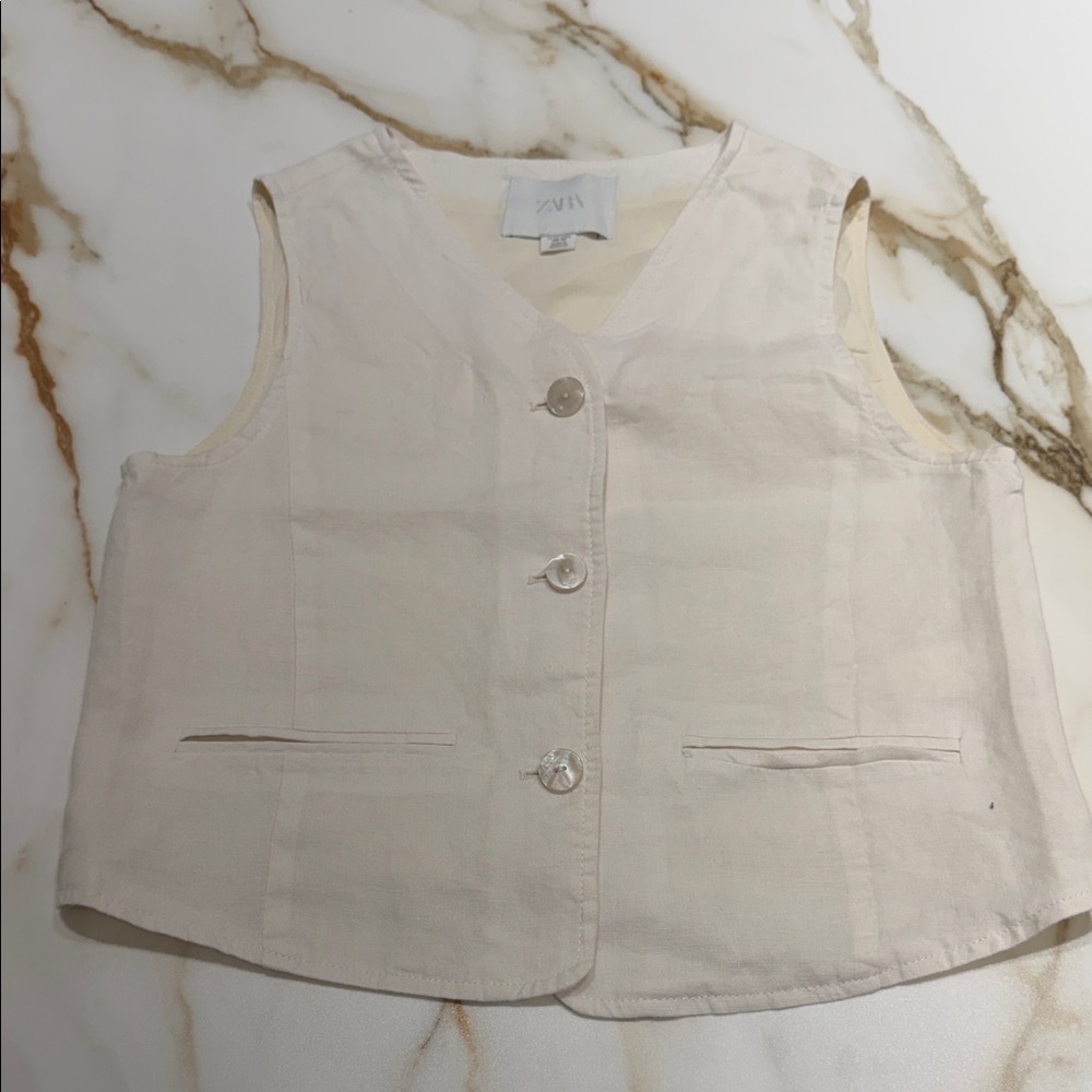 Zara Off-White Buttoned Vest